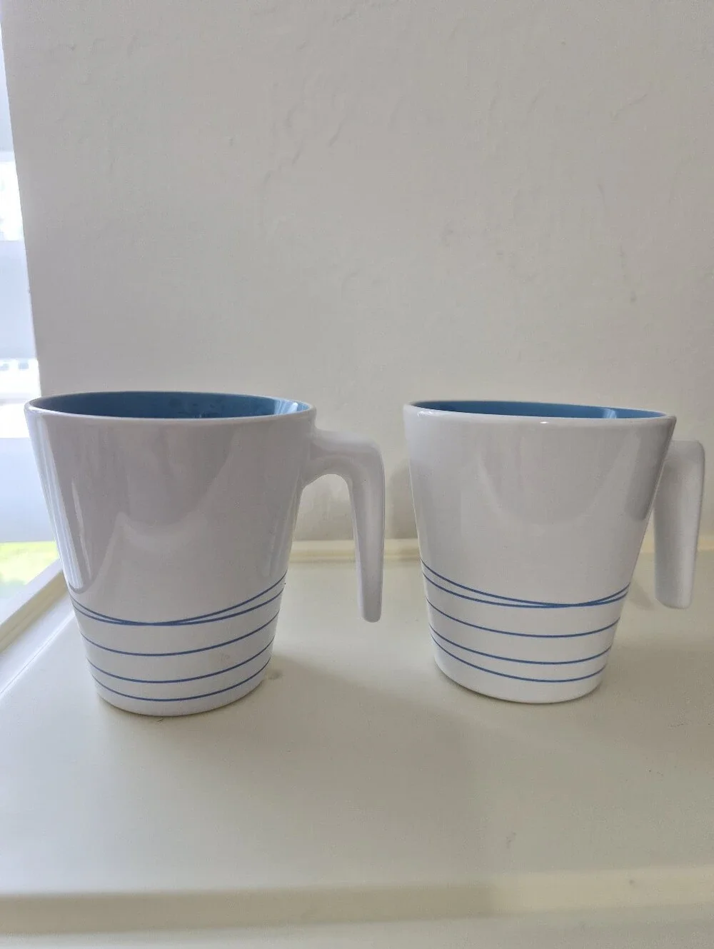 Ikea Hurrig Mugs Set Of 2 White And Blue